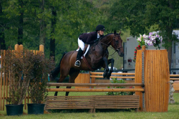 Rebecca Walton and her OTTB at a derby