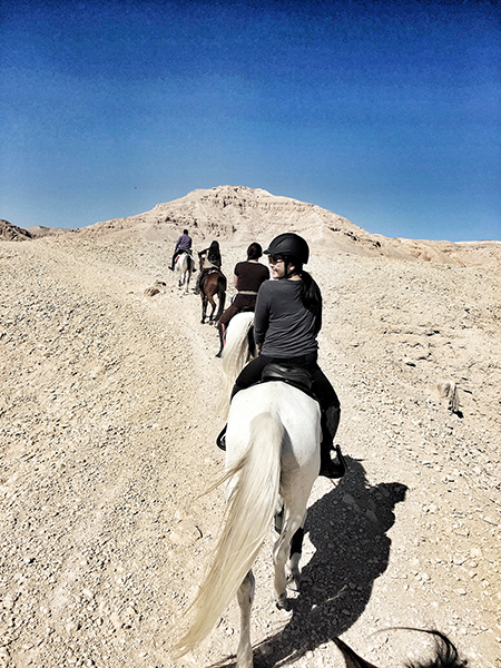 felicia quon on horseback in cairo egypt