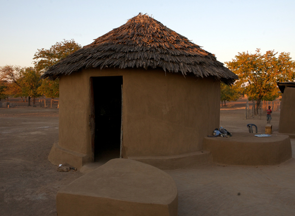 Botswana round thatched roof home