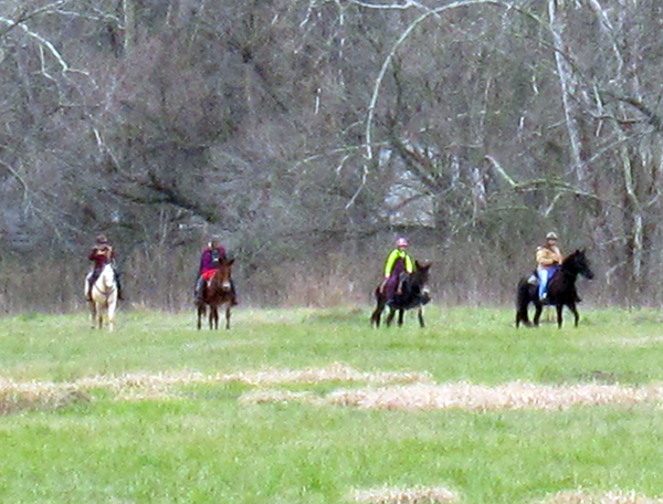 Riding on the trail along wide open fields Shenandoah River State Park