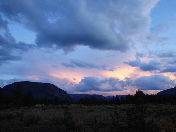 beautiful sunset at campsite in yellowstone national park 