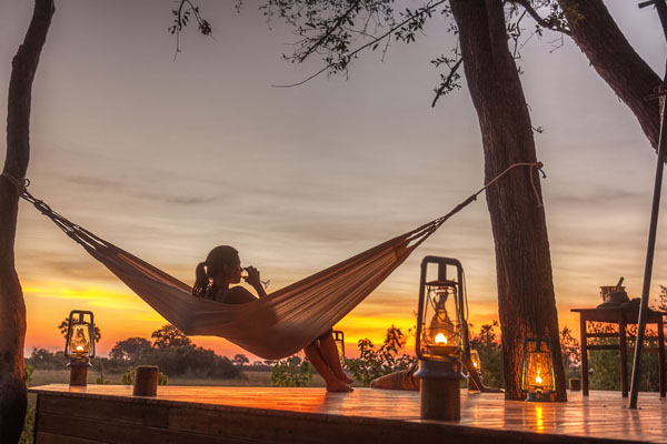 romantic sunset okavango delta horse safari