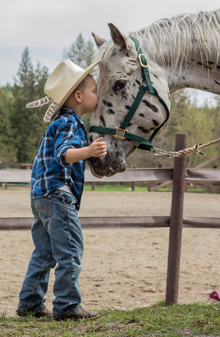 young boy and horse western pleasure guest ranch