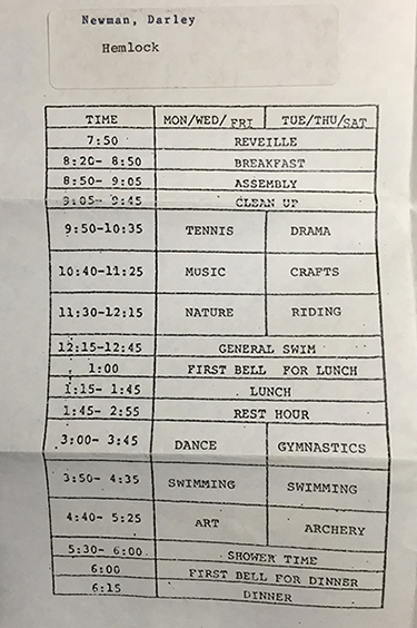 camp riding schedule