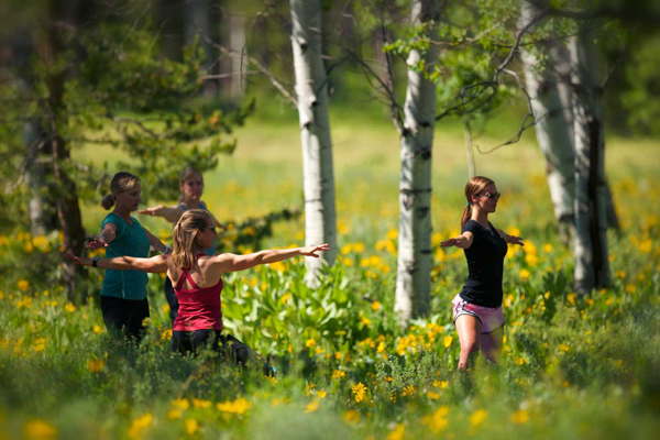 outdoor yoga at vista verde guest ranch