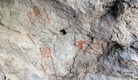 1000 year old Pictographs near Geronimo Trail Guest Ranch, New Mexico.