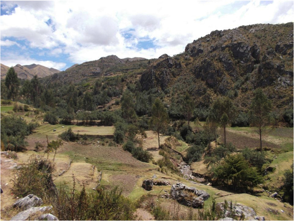 view of mountains and equestrian trails in cusco peru