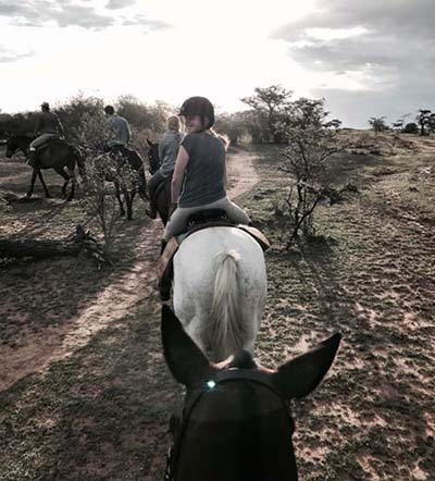 The group crossing a hippo trail 