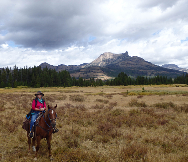 woman on horse near colter peak yellowstone national park