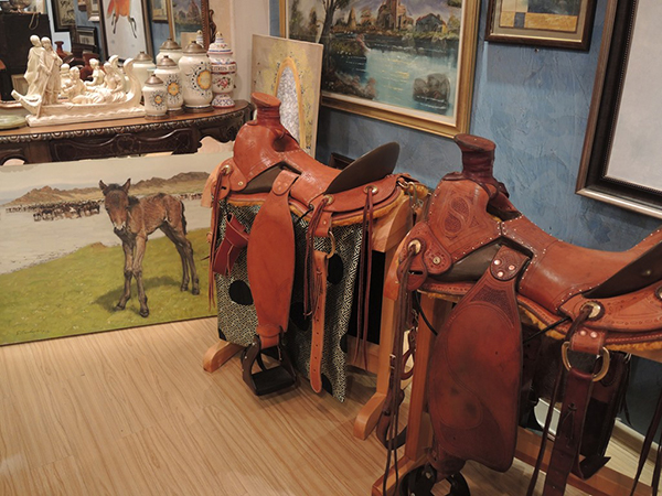Mongolia stone horse saddles 