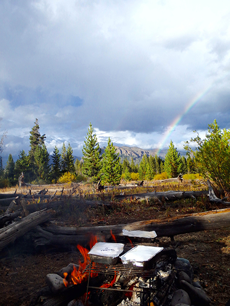 rainbow at thorofare creek at yellowstone national park 