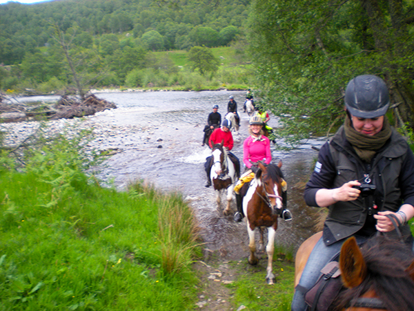 Scotland Highland trail river crossing horseback