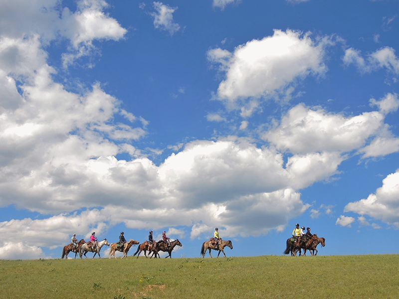 Under a big sky - out for a day ride from our tented camp in Gorkhi Terelj National Park