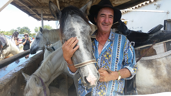 vaquero and horse at tamaris stable in camargue france