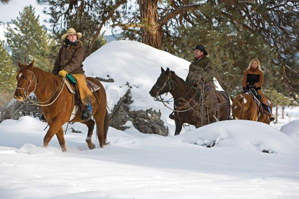 winter horseback riding ranches resort at paws up