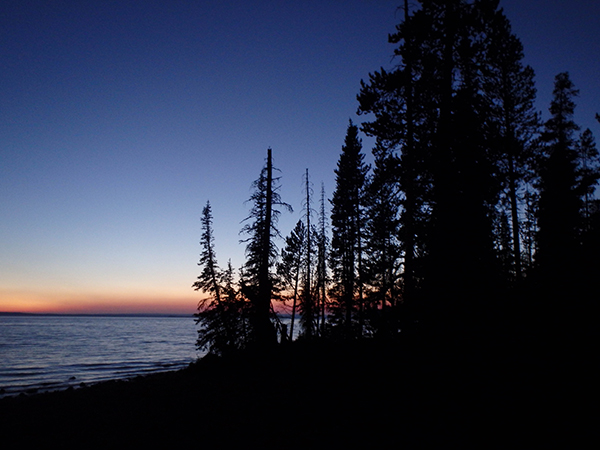 yellowstone lake at sunset